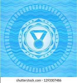 medal icon inside water representation badge background.