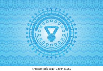 medal icon inside water wave representation badge.