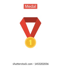 Medal icon isolated on white background. Symbol of the winner. Flat pictogram for web site design and mobile apps. Vector illustration.