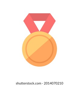 medal icon. isolated on a white background. suitable for sports theme, achievement, success, champion etc. flat vector illustration.