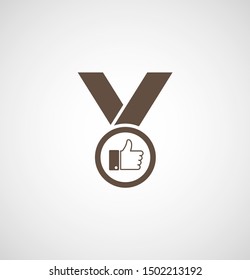 Medal icon, Like, Best choice icon, web design. Medal of honor vector illustration icon. Symbol medal ribbon. Vector award logo
