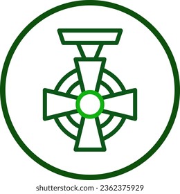 Medal icon line rounded green colour military vector army element and symbol perfect.