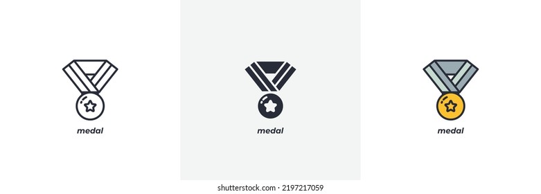 medal icon. Line, solid and filled outline colorful version, outline and filled vector sign. Idea Symbol, logo illustration. Vector graphics