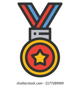 Vector de línea de icono de medalla .