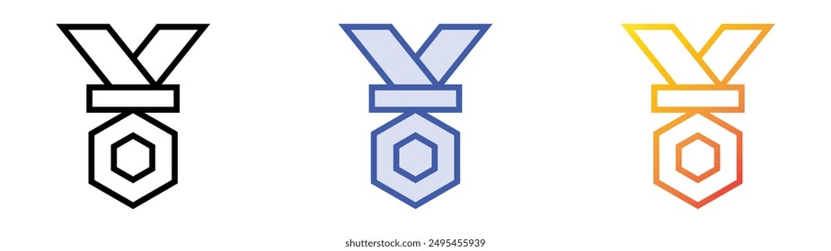 medal icon. Linear, Blue Fill and Gradient Style Design Isolated On White Background