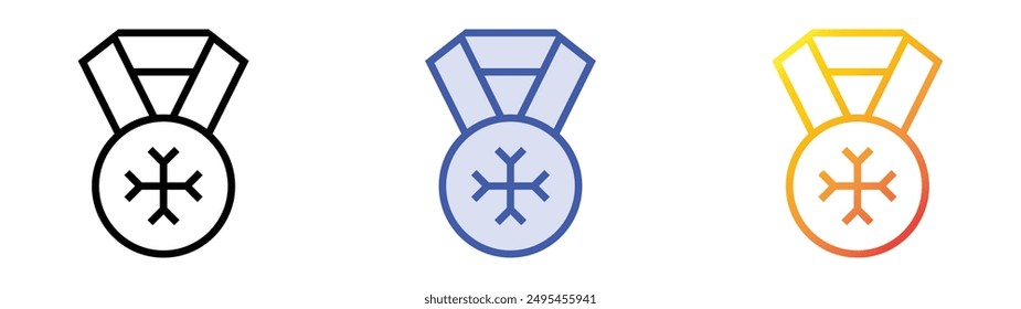 medal icon. Linear, Blue Fill and Gradient Style Design Isolated On White Background