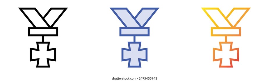medal icon. Linear, Blue Fill and Gradient Style Design Isolated On White Background