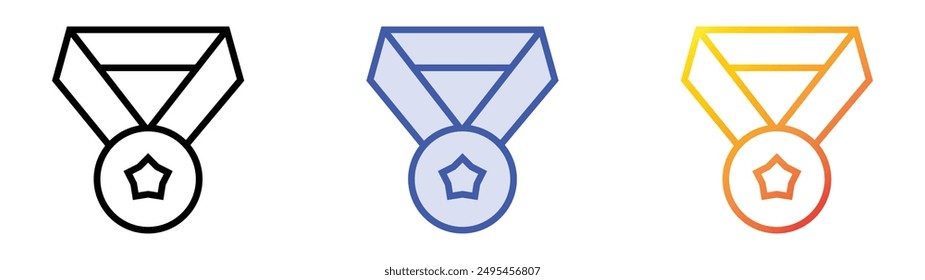 medal icon. Linear, Blue Fill and Gradient Style Design Isolated On White Background