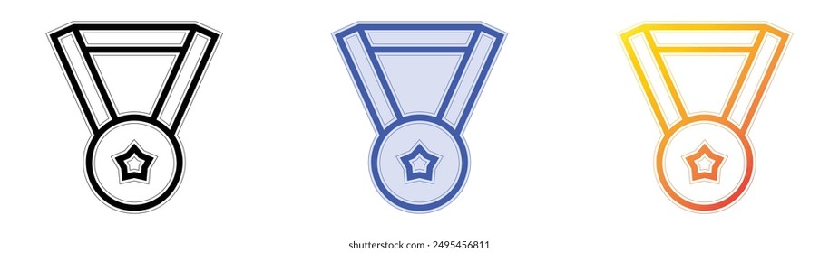 medal icon. Linear, Blue Fill and Gradient Style Design Isolated On White Background