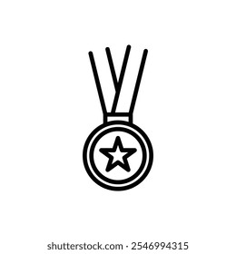 Logotipo lineal del icono de la medalla aislado