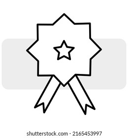 Medal icon in linear style. Premium quality label. Check mark icon. Vector illustration. Stock image. 
