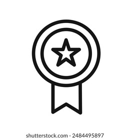 medal icon linear vector graphics sign