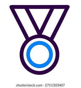 Medal icon. A linear vector illustration of medal isolated on white background.