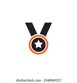 Medal icon logo design vector illustration template