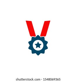 Medal icon logo design vector illustration template