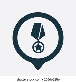 medal icon map pin on white background