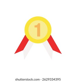 Medal icon marked with "1", indicating first place, top rank, or victory.