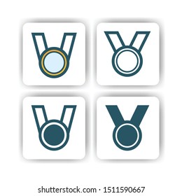 medal icon for mobile, web, and presentation with flat color vector illustrator
