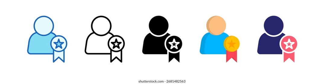 Medal Icon Multiple Style Set Collection.