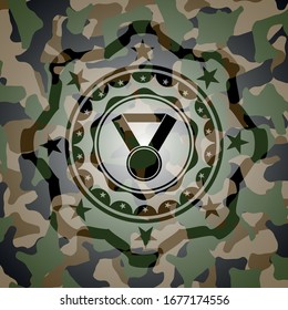 medal icon on camouflaged pattern
