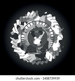 medal icon on grey camouflage texture