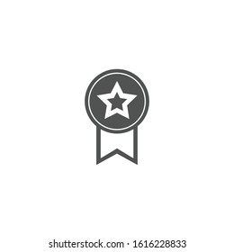 Medal Icon Prize Symbol Flat Black and White Vector