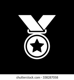 The medal icon. Prize symbol. Flat Vector illustration