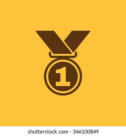 The medal icon. Prize symbol. Flat Vector illustration