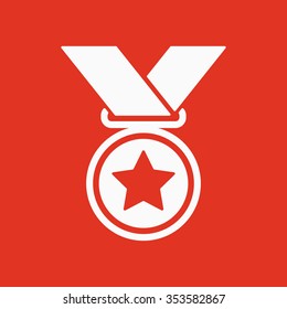 The medal icon. Prize symbol. Flat Vector illustration