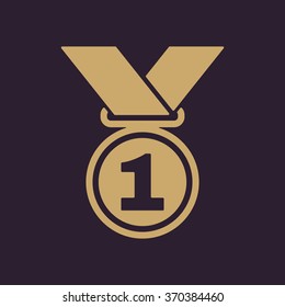 The medal icon. Prize symbol. Flat Vector illustration