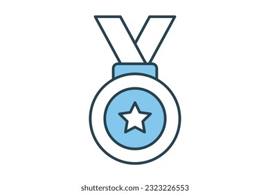 medal icon. icon related to Champion, winner, success, reward. Flat line icon style design. Simple vector design editable