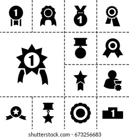 Medal icon. set of 13 filled medalicons such as award, medal