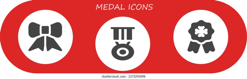  medal icon set. 3 filled medal icons. Simple modern icons about  - Ribbon, Medal, Badge