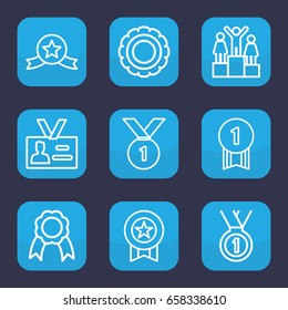Medal icon. set of 9 outline medal icons such as badge, ribbon, ranking
