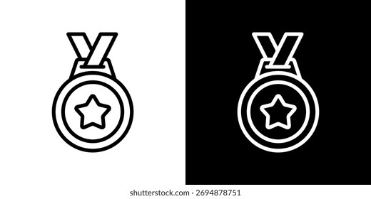 Medal Icon Set. Clean Line Design With Light And Dark Versions For Versatile Use.