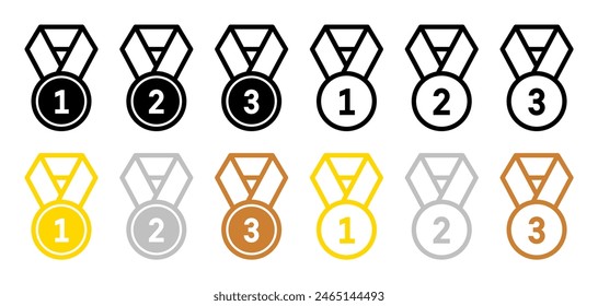 Medal Icon Set. Collection of Achievement Award Medal Vector Icons.