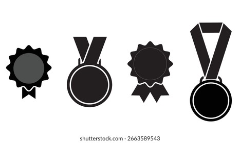 Conjunto de ícones de medalhas. Concurso de estilo plano. Verificado o vetor eps10 dos ícones de medalha.