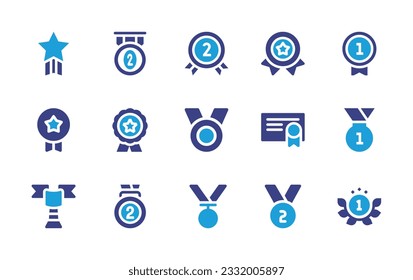 Medal icon set. Duotone color. Vector illustration. Containing medal, silver medal, awards, number, award, certificate, gold medal.