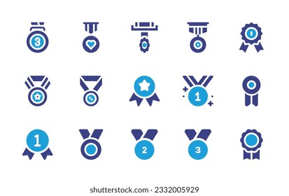 Medal icon set. Duotone color. Vector illustration. Containing medal, ribbon, award, st place, silver medal, bronze.