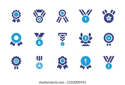 Medal icon set. Duotone color. Vector illustration. Containing medal, gold medal, star, laurel wreath, badge, best.