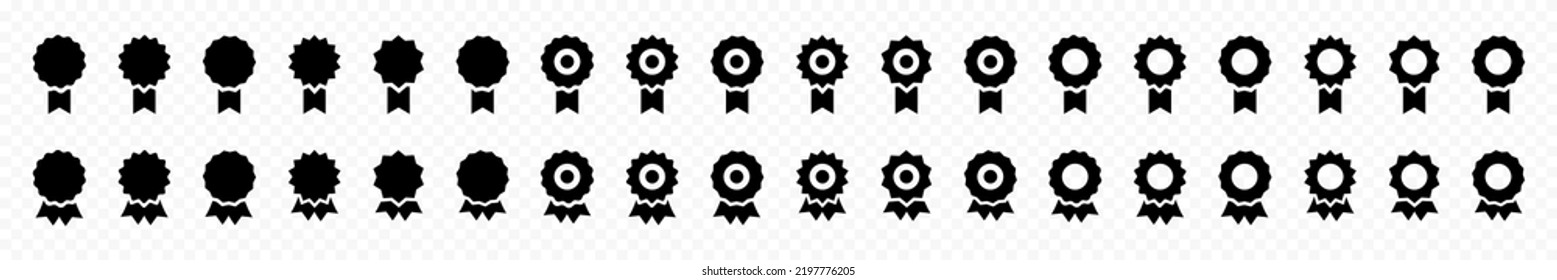 Medal icon set. Flat black reward icons set. Award icon collection. Premium quality badge collection. Guarantee symbols. Vector graphic EPS 10
