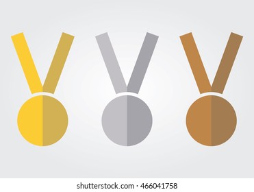 Medal icon set on white background vector illustration. Rio 2016 Olympics.