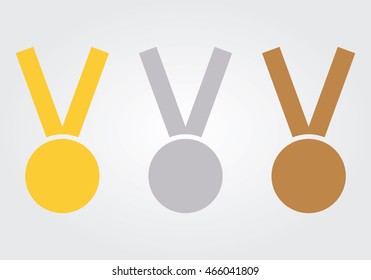 Medal icon set on white background vector illustration.Rio 2016 Olympics.