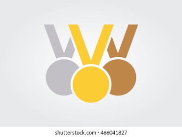 Medal icon set on white background vector illustration.Rio 2016 Olympics.