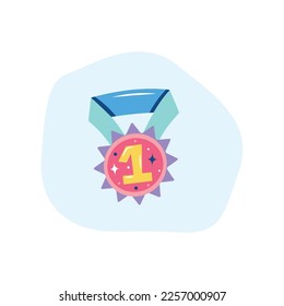 medal icon. Shiny medal with number 1. Winner award icon. Best choice badge. Flat icon. Vector illustration.