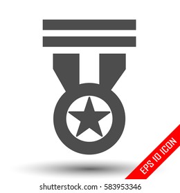 Medal icon. Medal sign. Simple flat logo of medal on white background. Vector illustration.