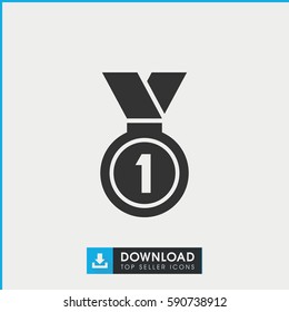 medal icon. Simple filled medal vector icon. On white background.
