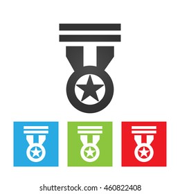 Medal icon. Simple logo of medal on white background. Flat vector illustration.