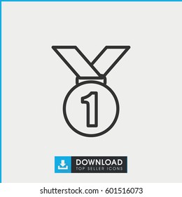 medal icon. simple outline medal vector icon. on white background.