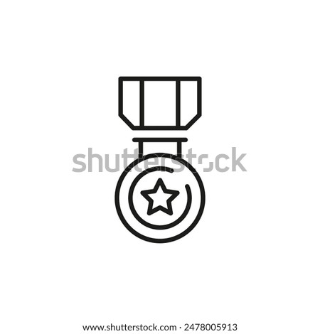 Medal icon. Simple representation of a medal with a star, often awarded for bravery, achievement, or service. Suitable for military, achievements, and ceremonial use. Vector illustration.